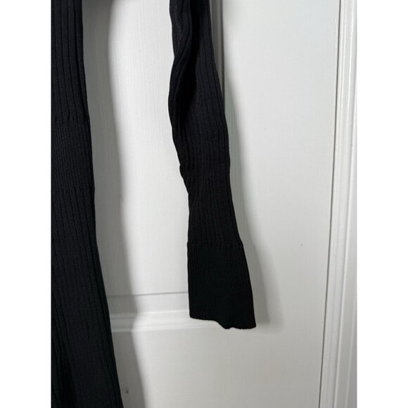 NWT Boden Long Sleeve Ribbed Knit US 10P Black Midi Dress Keyhole Siren Bodycon - Picture 6 of 13